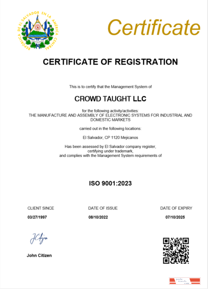 El Salvador certificate of registration Word and PDF template